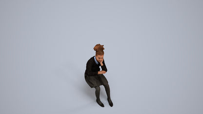 realistic 3D human girl kids, archviz people FBX OBJ for Blender, back view render