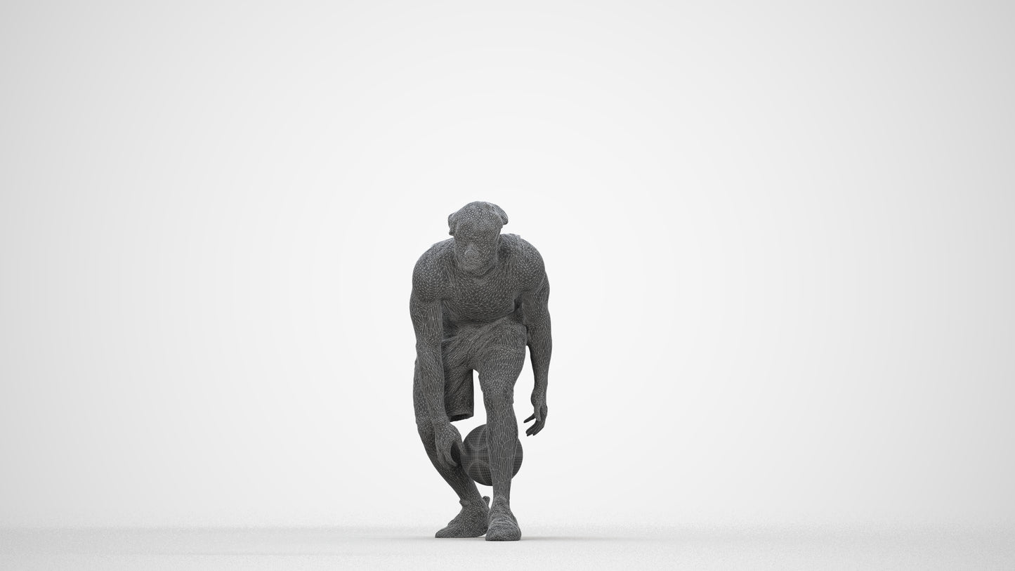 3D people model man sport, scanned human for 3ds Max rendering, wireframe back view