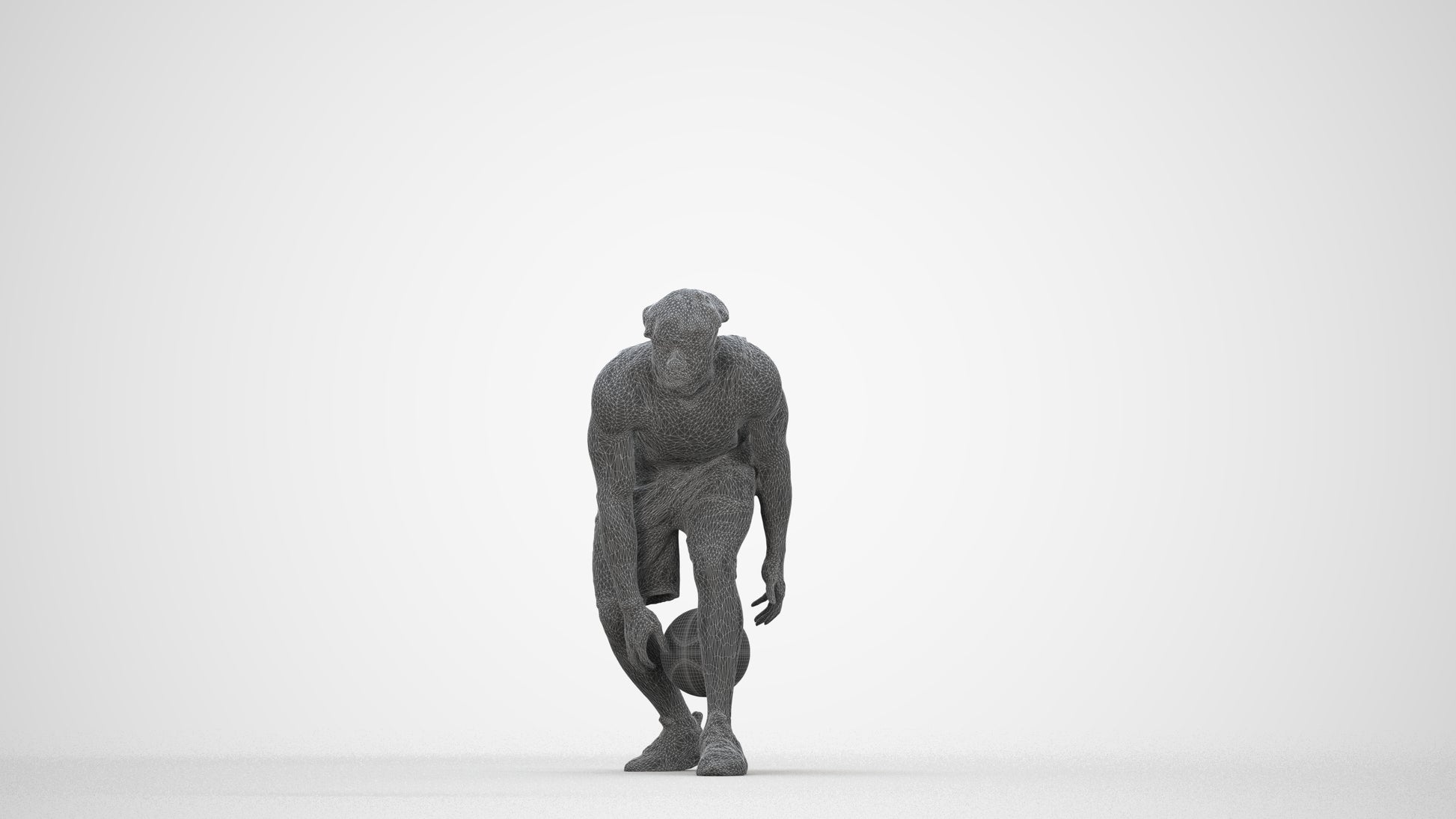 3D people model man sport, scanned human for 3ds Max rendering, wireframe back view