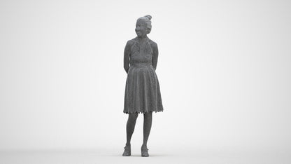 realistic 3D people woman formal standing, render-ready for V-Ray and Corona, FBX OBJ, three-quarter front view render