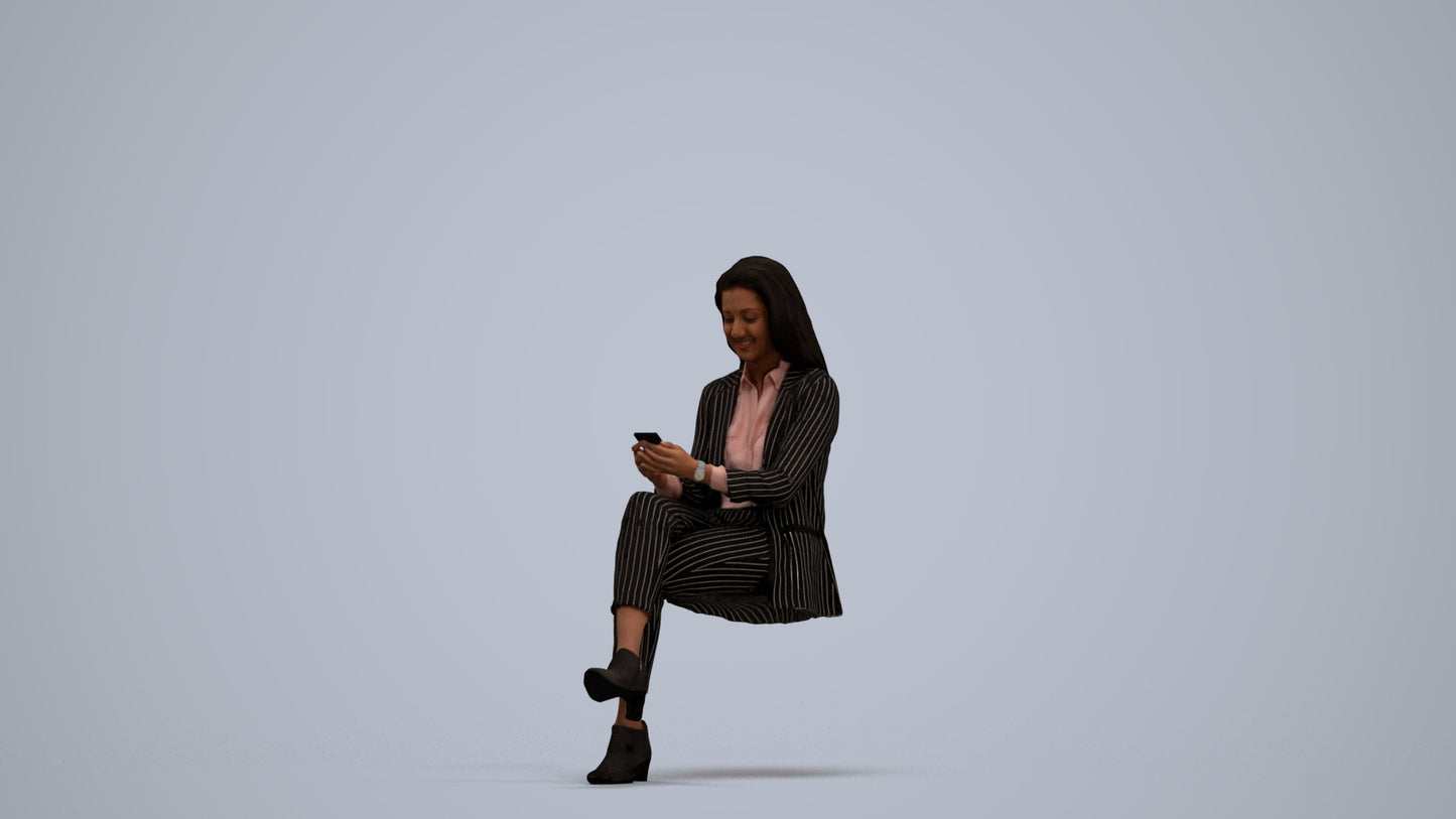 realistic 3D human woman business, archviz people FBX OBJ for Blender, standing pose render