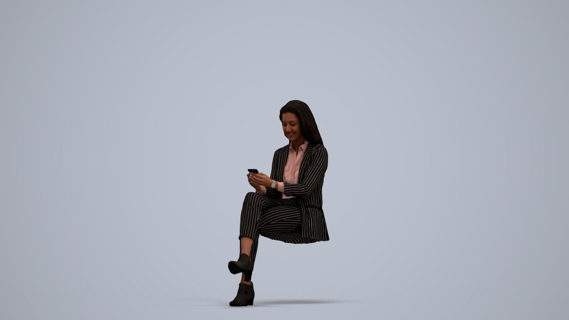 realistic 3D human woman business, archviz people FBX OBJ for Blender, standing pose render