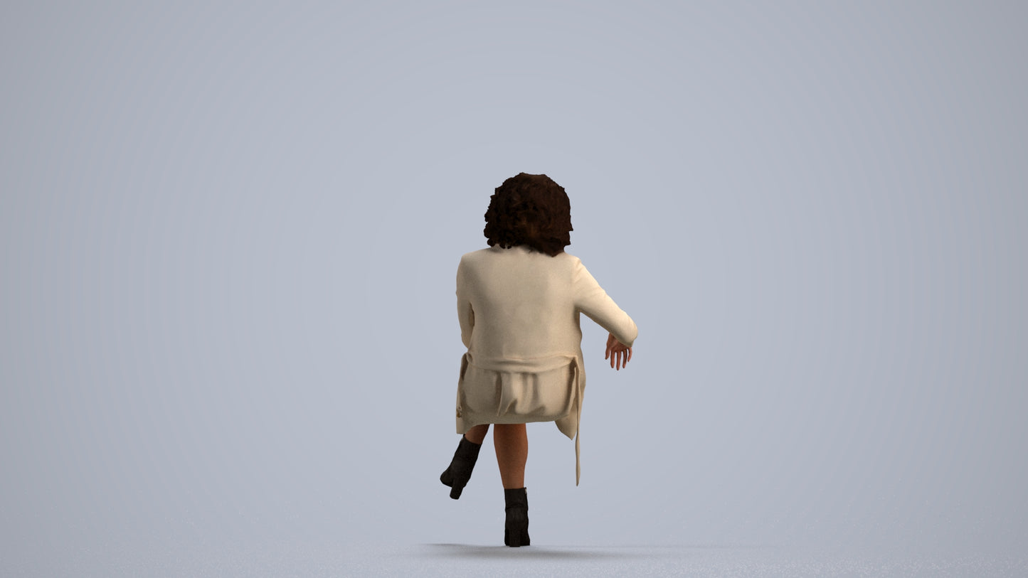 photogrammetry 3D woman business sitting, realistic human model archviz FBX, front view render