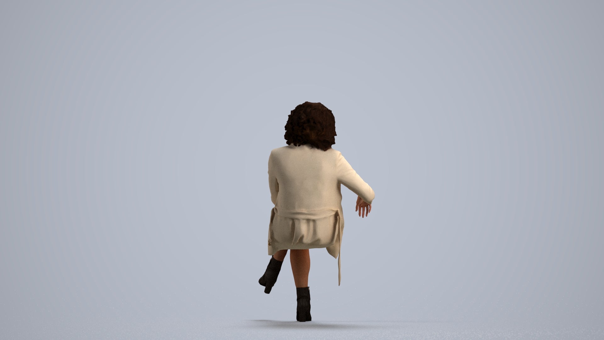 photogrammetry 3D woman business sitting, realistic human model archviz FBX, front view render