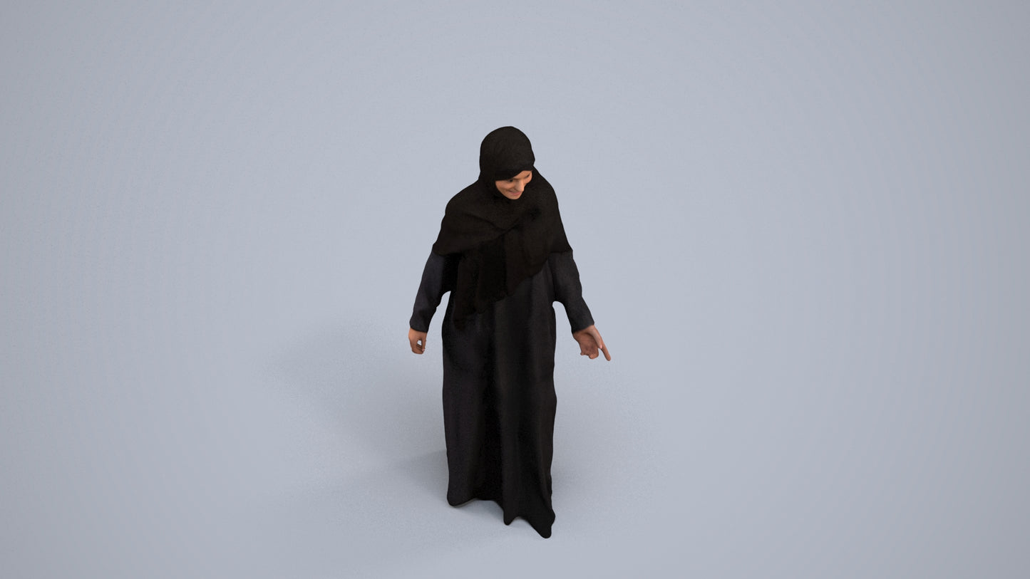 photogrammetry 3D woman standing, realistic human model archviz FBX, back view render