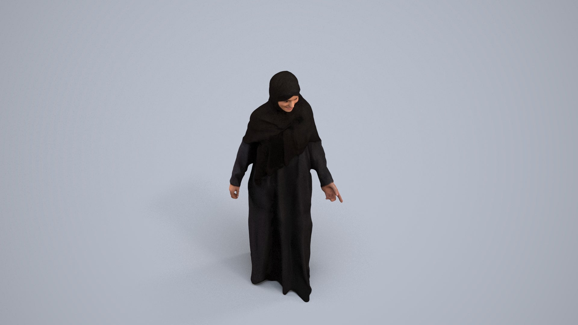 photogrammetry 3D woman standing, realistic human model archviz FBX, back view render