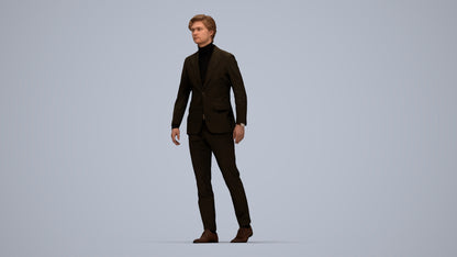 3D people model man business, scanned human for 3ds Max rendering, top-down view render