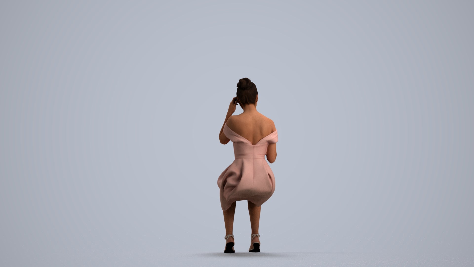 3D scanned woman formalaffairs formal, photorealistic archviz people for Enscape and SketchUp, front view render