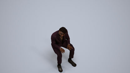 photogrammetry 3D man business, realistic human model archviz FBX, back view render