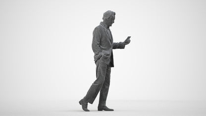 realistic 3D human man business walking, archviz people FBX OBJ for Blender, wireframe side view
