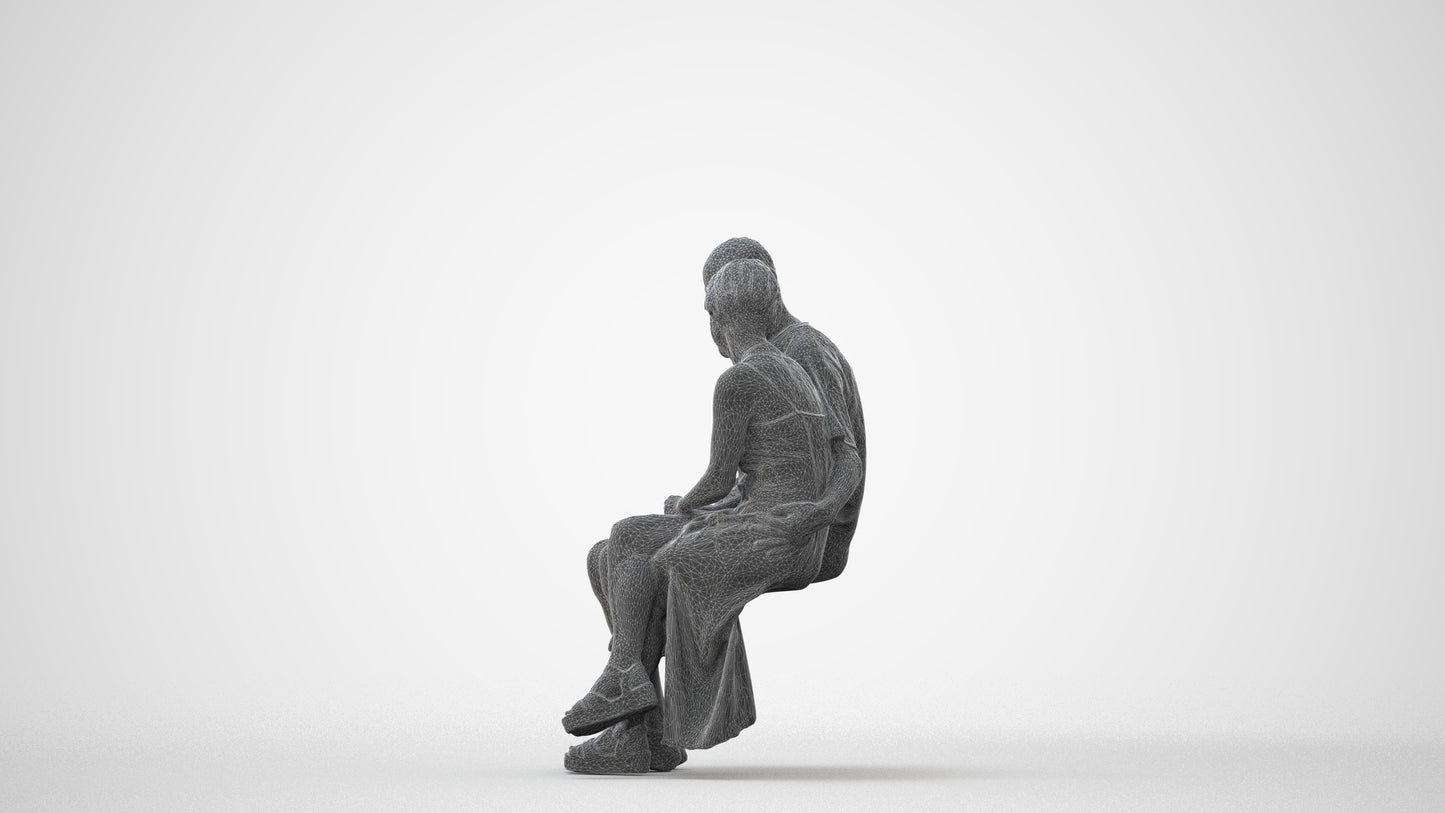 realistic 3D senior woman couple, scanned archviz people for Blender and 3ds Max, square thumbnail