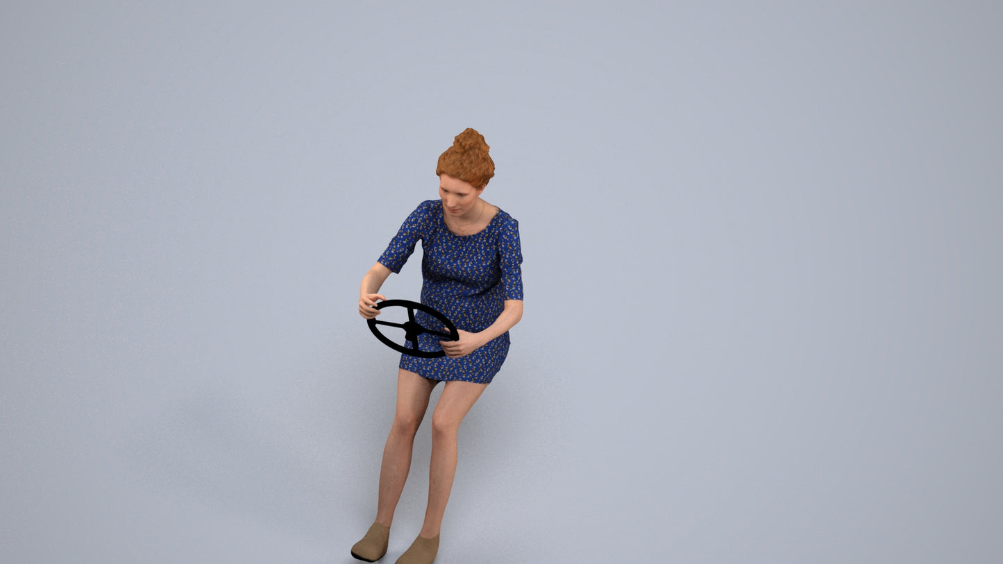 3D scanned boy driving casual, photorealistic archviz people for Enscape and SketchUp, back view render