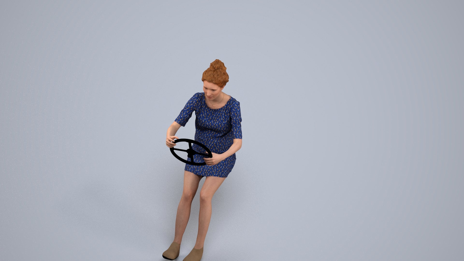 3D scanned boy driving casual, photorealistic archviz people for Enscape and SketchUp, back view render