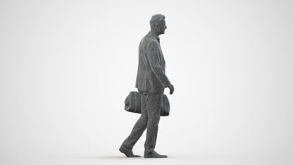 realistic 3D people man business walking, render-ready for V-Ray and Corona, FBX OBJ, wireframe side view