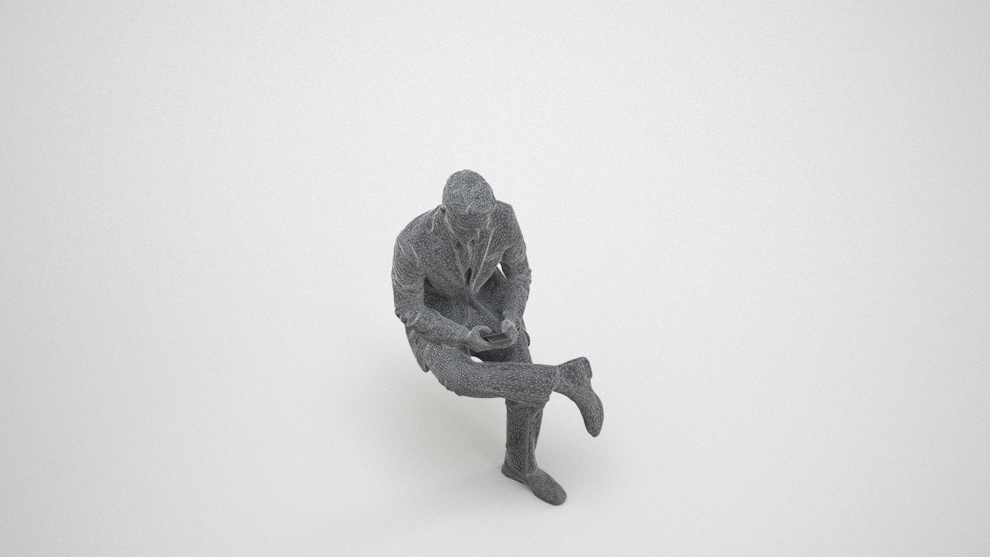 realistic 3D people man business, render-ready for V-Ray and Corona, FBX OBJ, wireframe three-quarter view