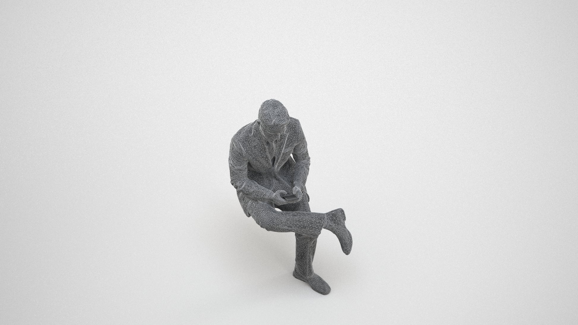 realistic 3D people man business, render-ready for V-Ray and Corona, FBX OBJ, wireframe three-quarter view