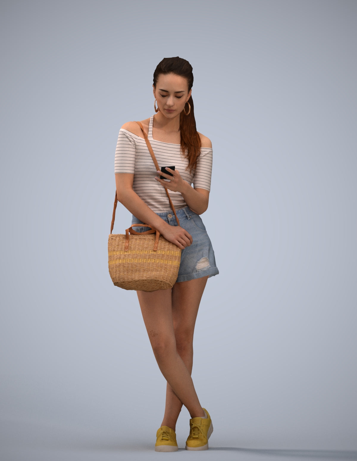 photogrammetry 3D woman casual standing, realistic human model archviz FBX