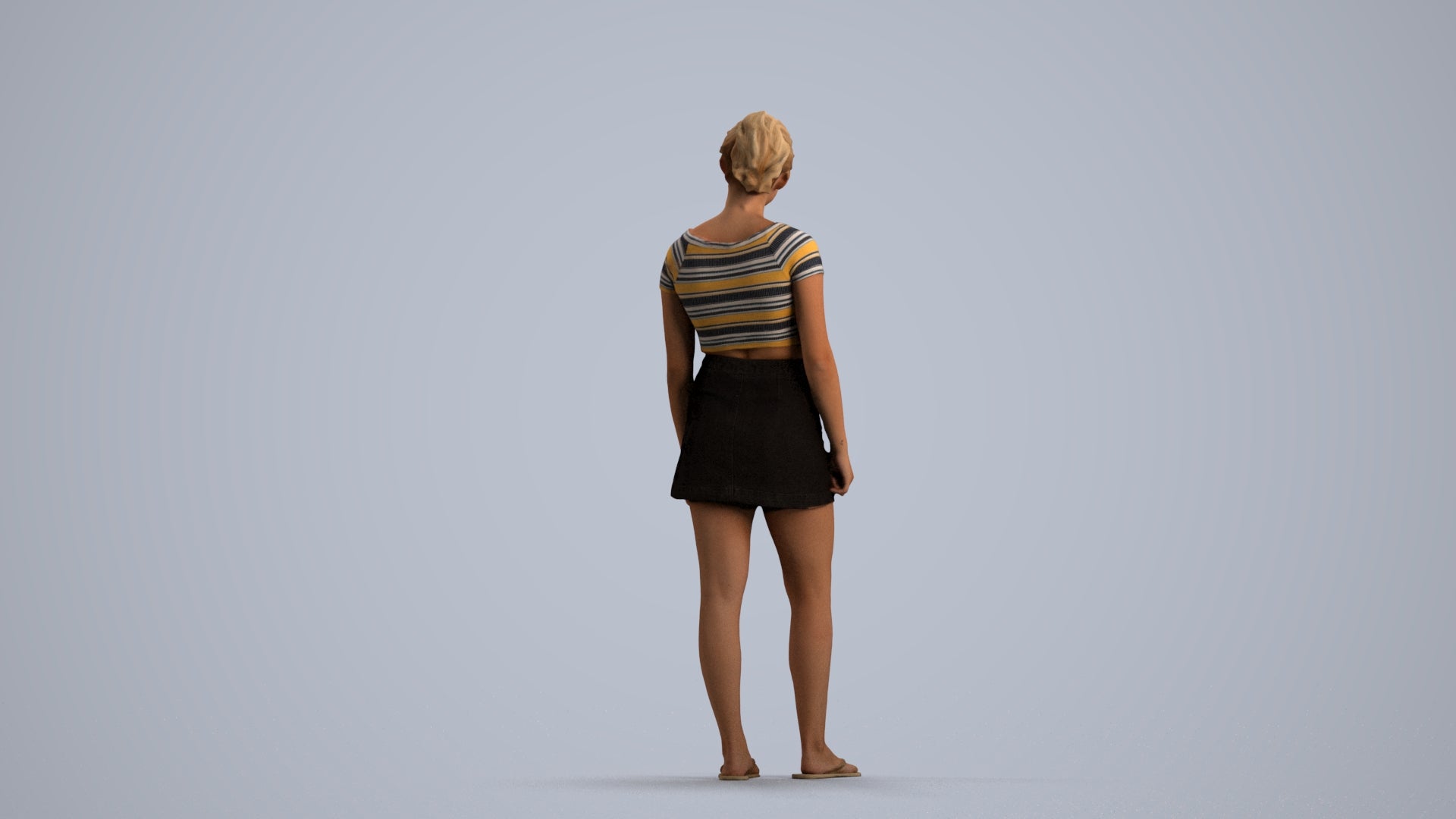 3D people model woman casual standing, scanned human for 3ds Max rendering, front view render