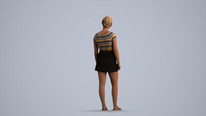 3D people model woman casual standing, scanned human for 3ds Max rendering, front view render