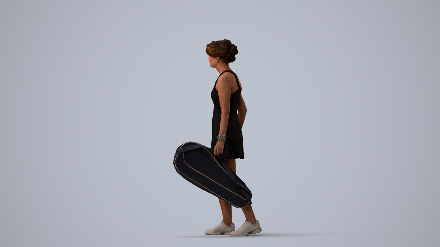 realistic 3D woman sport, scanned archviz people for Blender and 3ds Max, three-quarter view render