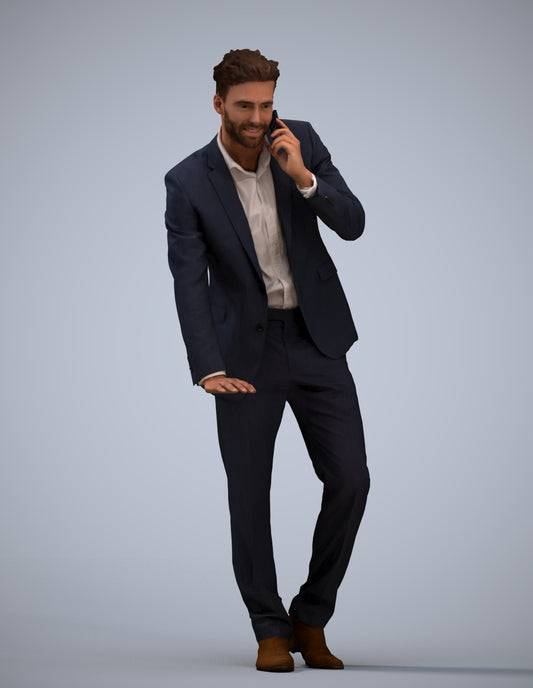 realistic 3D human man business, archviz people FBX OBJ for Blender