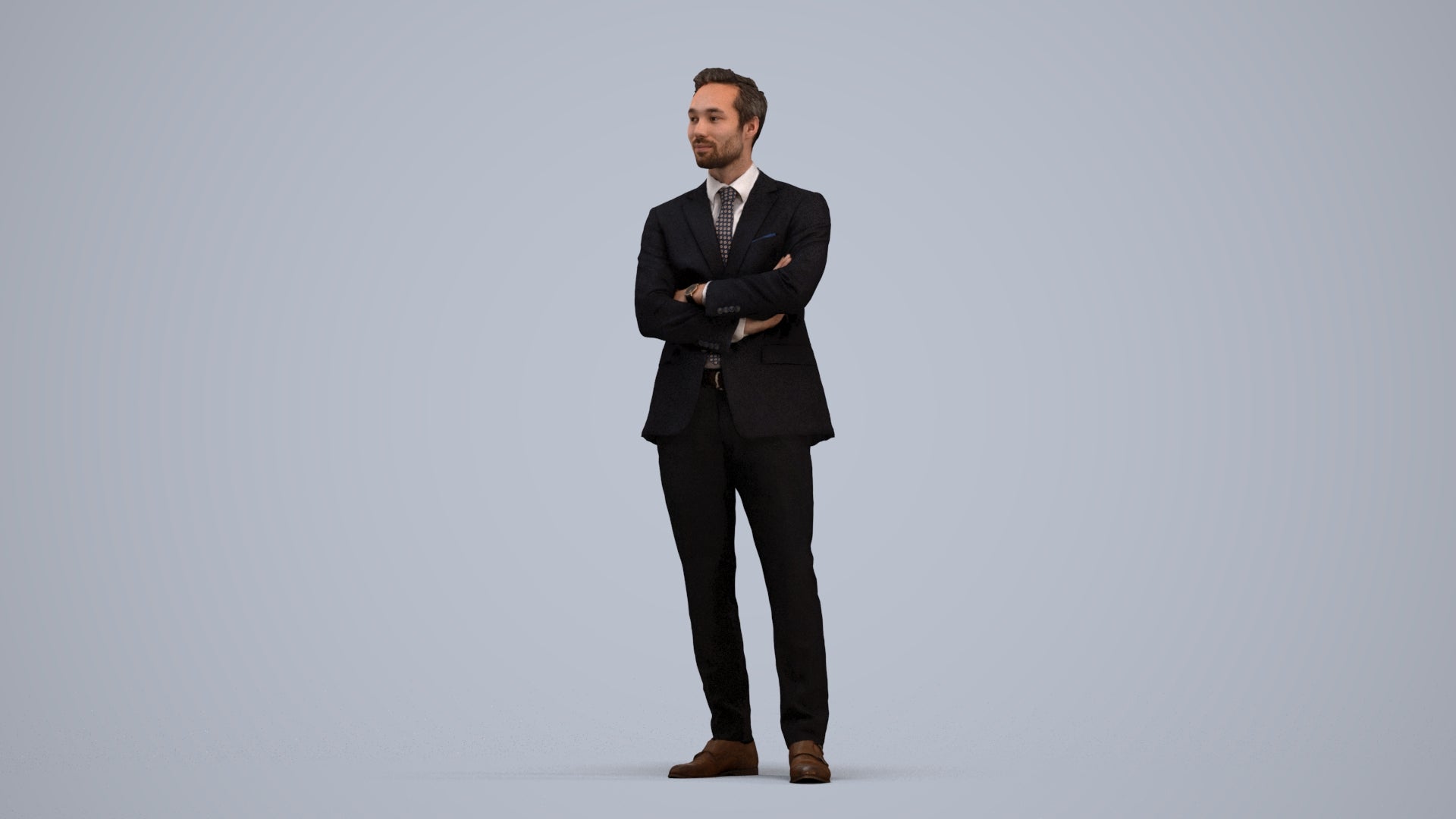 realistic 3D human man formal business, archviz people FBX OBJ for Blender, standing pose render
