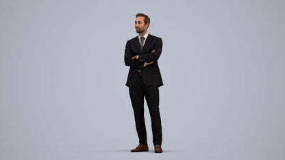 realistic 3D human man formal business, archviz people FBX OBJ for Blender, standing pose render
