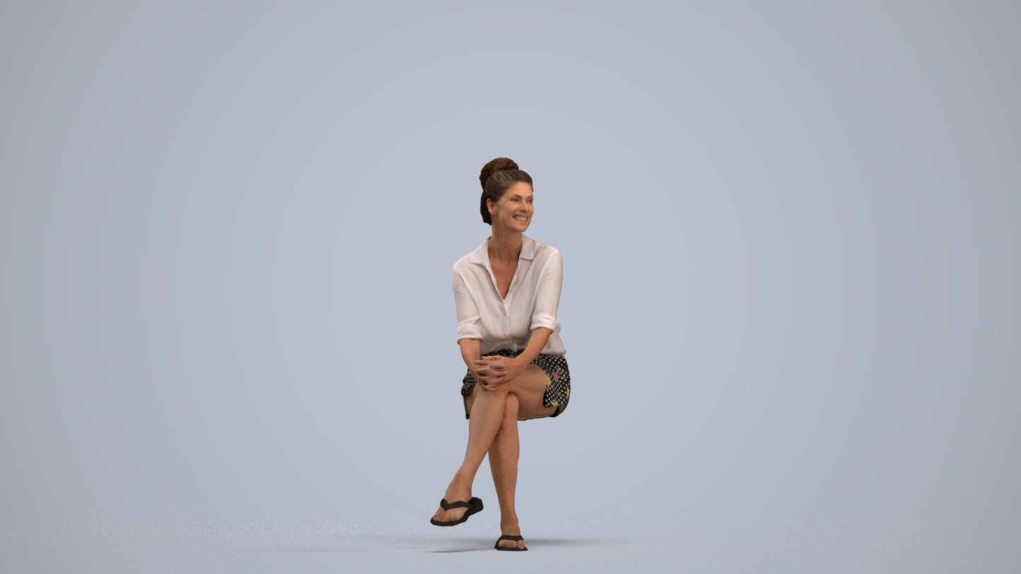 realistic 3D woman casual mix, scanned archviz people for Blender and 3ds Max, standing pose render
