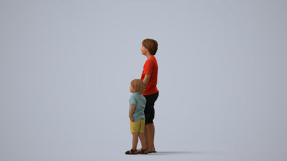 realistic 3D human boy casual kids, archviz people FBX OBJ for Blender, three-quarter view render
