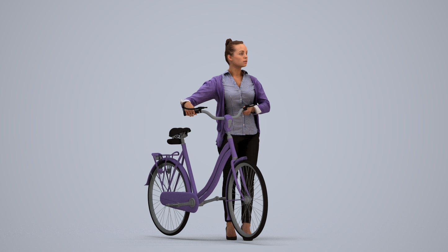 scanned 3D woman business walking, photogrammetry people for Enscape and V-Ray, standing pose render