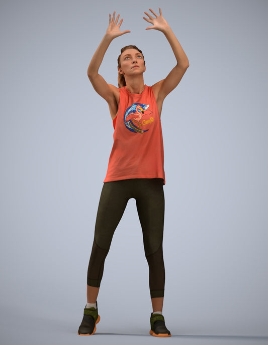 scanned 3D woman sport, photogrammetry people for Enscape and V-Ray