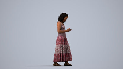 scanned 3D woman casual standing, photogrammetry people for Enscape and V-Ray, side view render