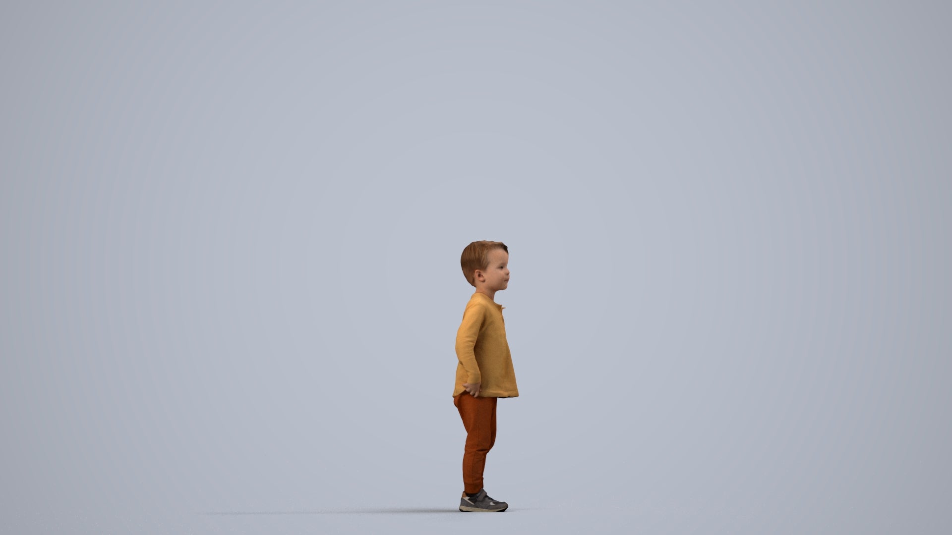 scanned 3D boy casual kids, photogrammetry people for Enscape and V-Ray, side view render