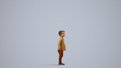 scanned 3D boy casual kids, photogrammetry people for Enscape and V-Ray, side view render