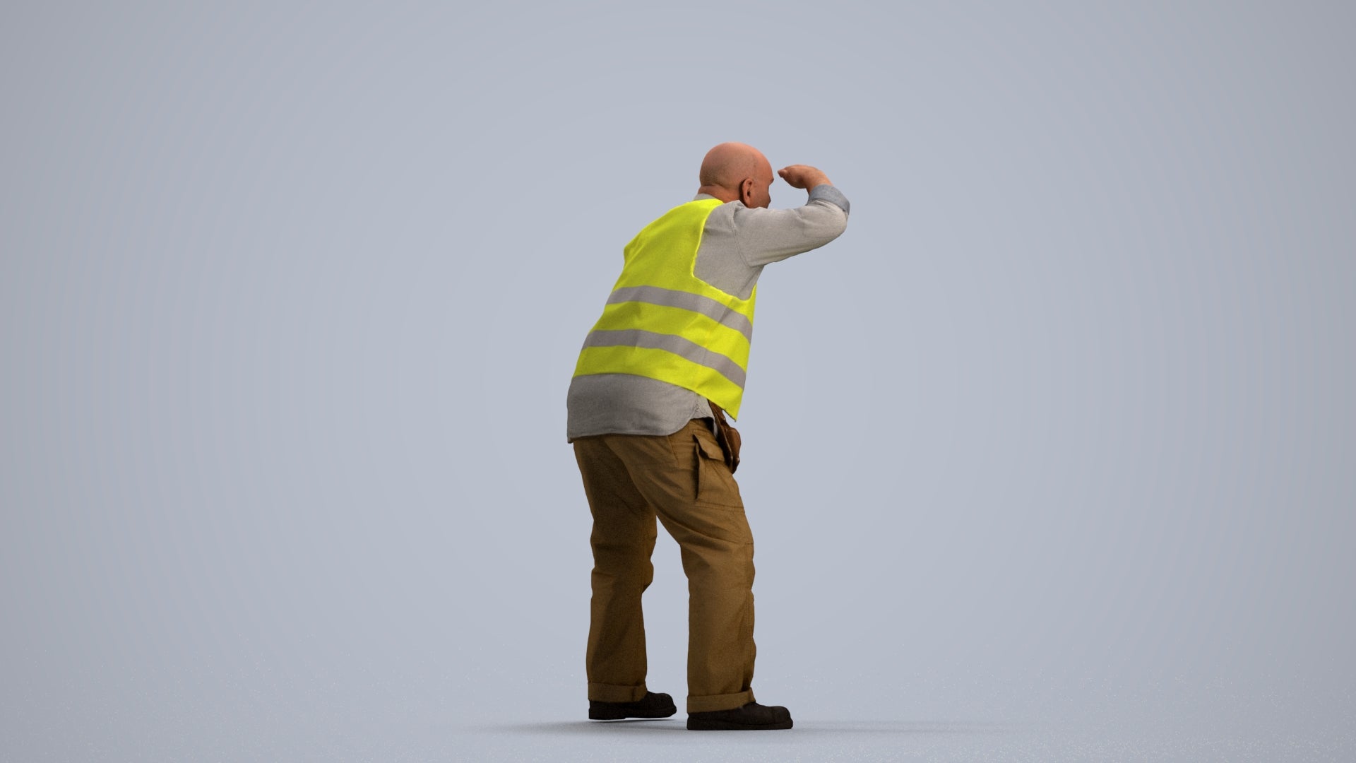 realistic 3D senior man standing, scanned archviz people for Blender and 3ds Max, front view render