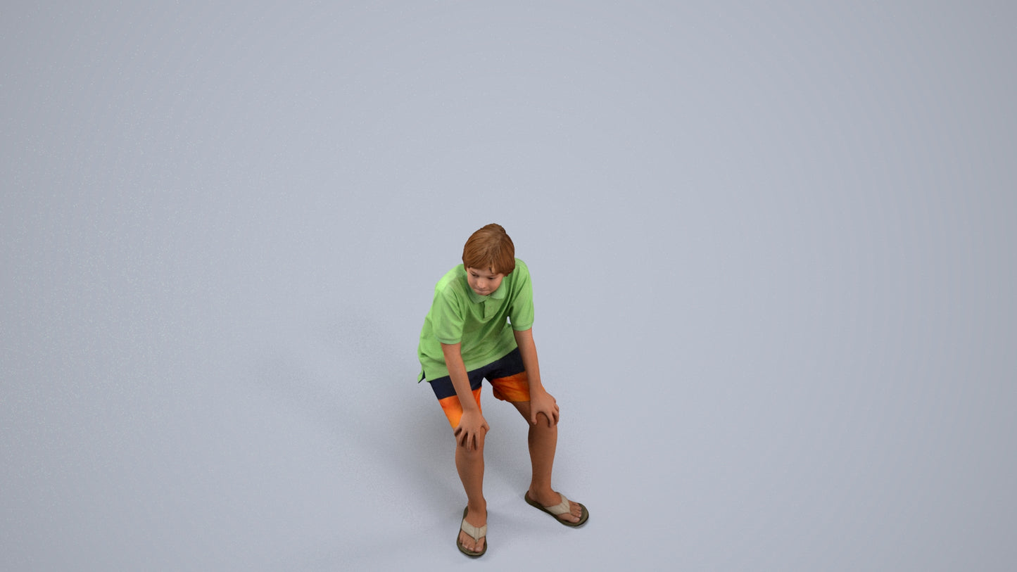scanned 3D boy kids, photogrammetry people for Enscape and V-Ray, back view render