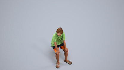 scanned 3D boy kids, photogrammetry people for Enscape and V-Ray, back view render