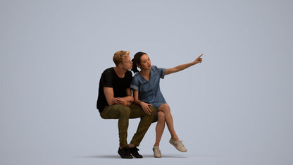scanned 3D woman casual business, photogrammetry people for Enscape and V-Ray, standing pose render