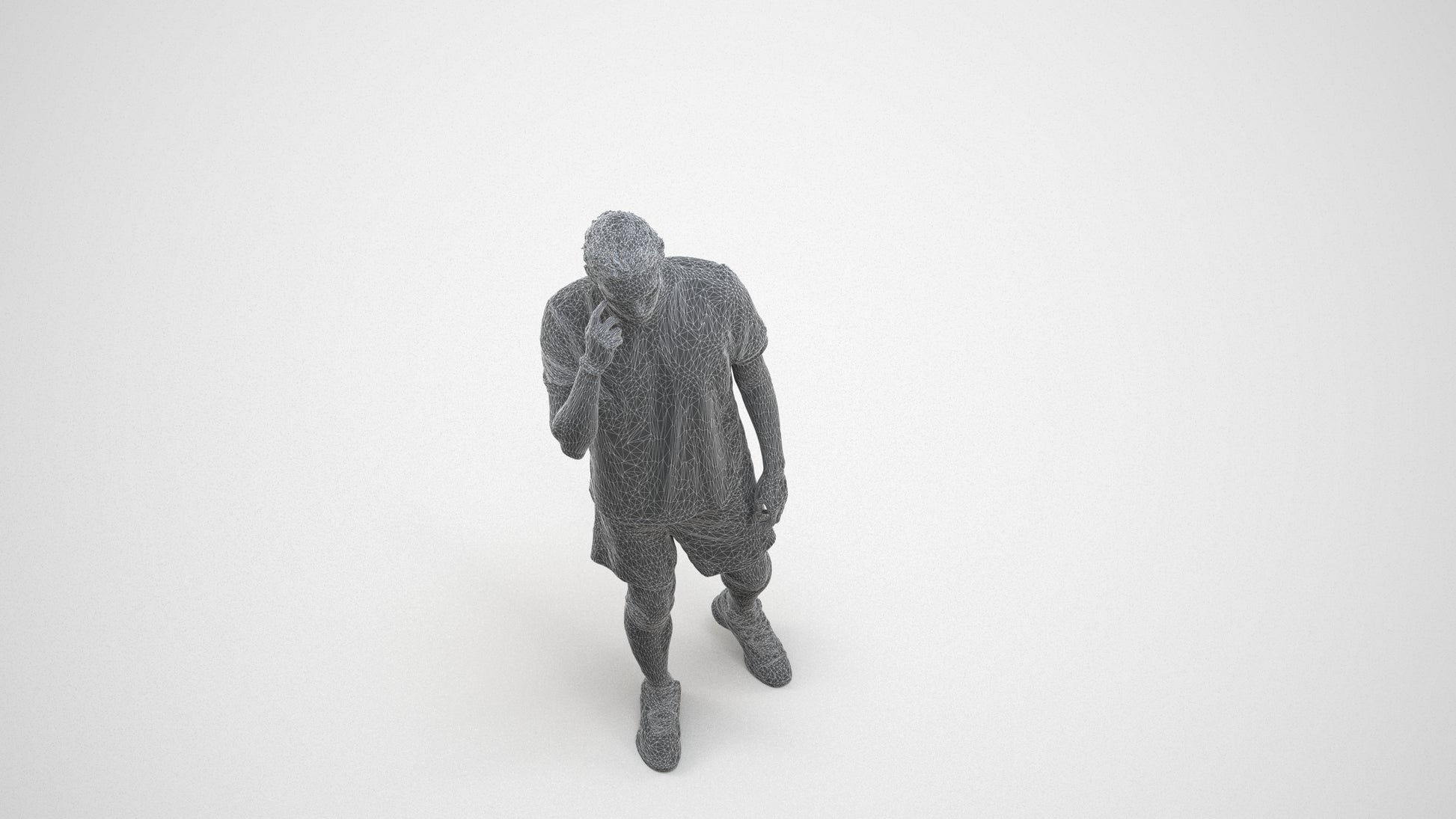 realistic 3D people man sport, render-ready for V-Ray and Corona, FBX OBJ, wireframe three-quarter view