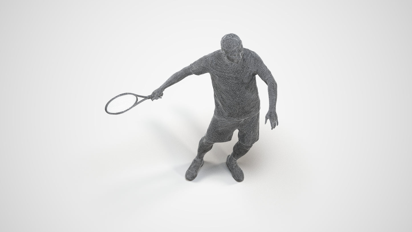 photogrammetry 3D man sport, realistic human model archviz FBX, wireframe three-quarter view