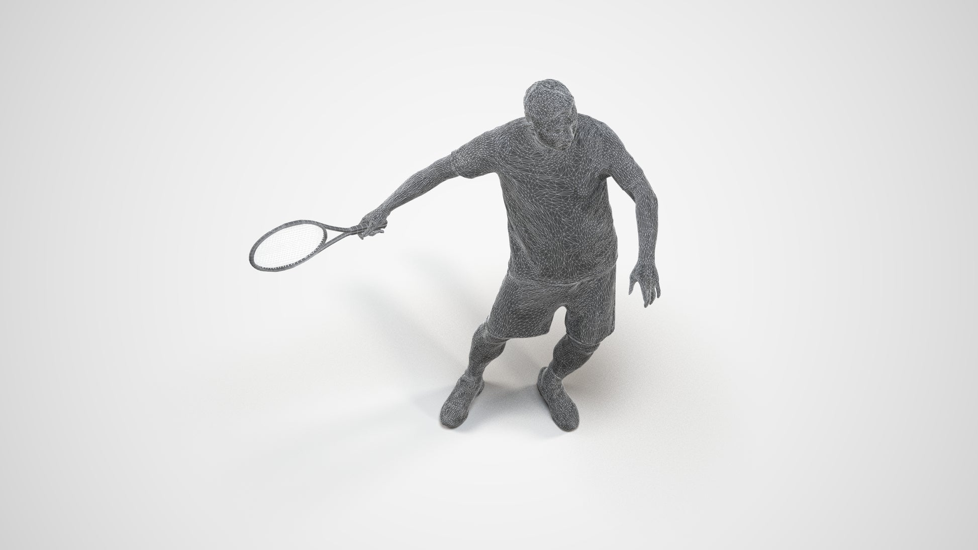 photogrammetry 3D man sport, realistic human model archviz FBX, wireframe three-quarter view