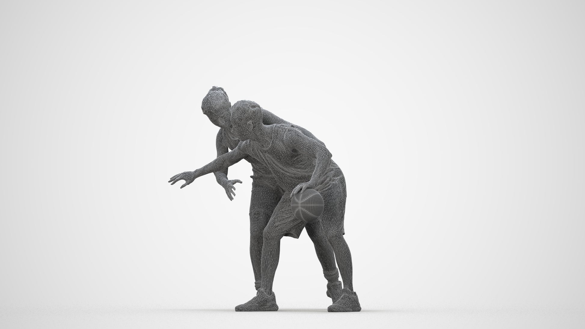 realistic 3D people woman sport, render-ready for V-Ray and Corona, FBX OBJ, wireframe back view