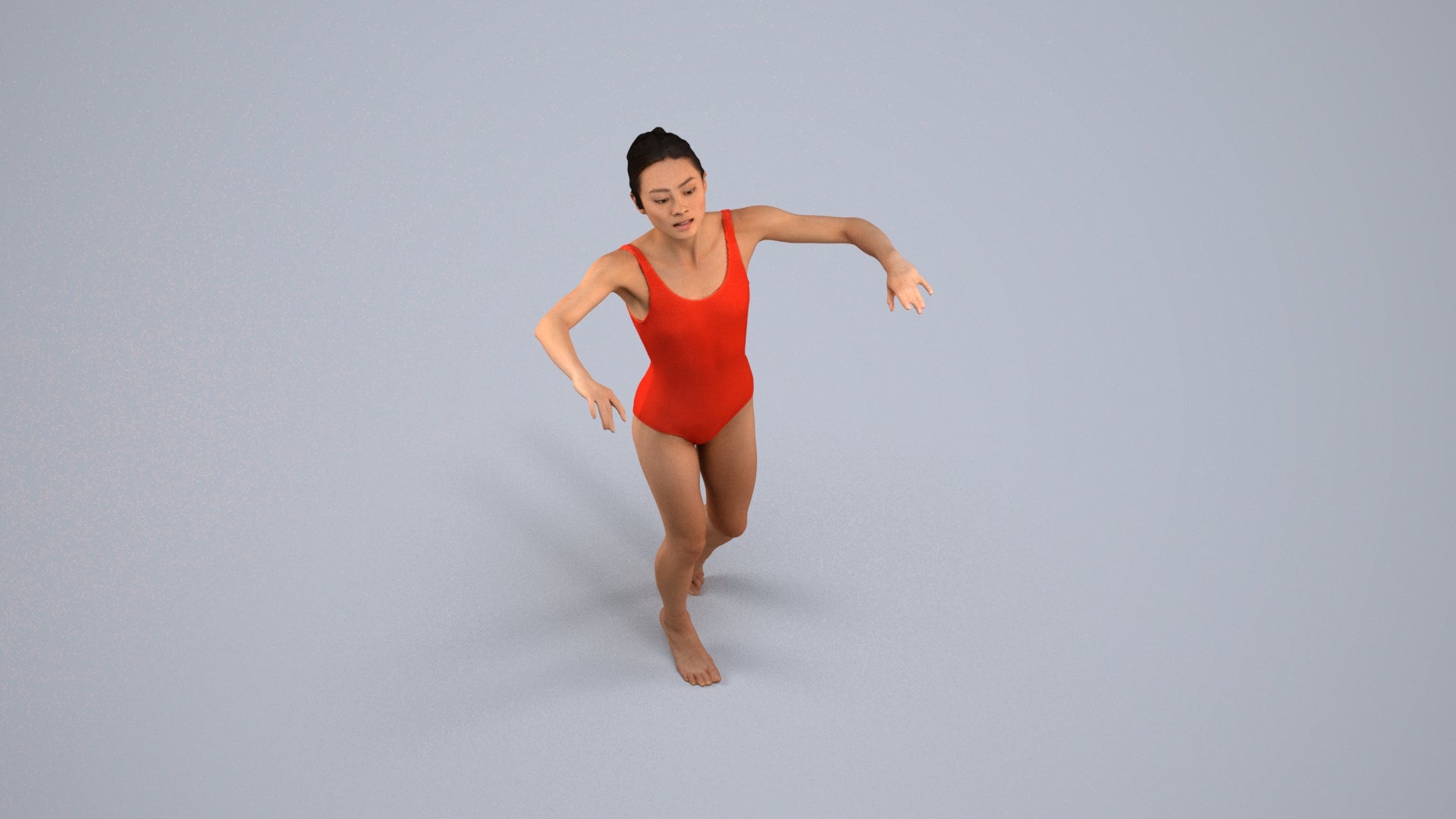 3D scanned woman pool, photorealistic archviz people for Enscape and SketchUp, back view render