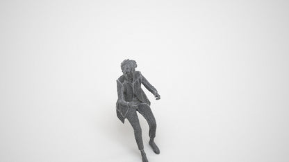 3D scanned woman sitting business, photorealistic archviz people for Enscape and SketchUp, wireframe three-quarter view