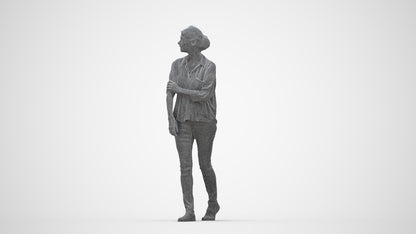3D people model woman casual walking, scanned human for 3ds Max rendering, wireframe back view