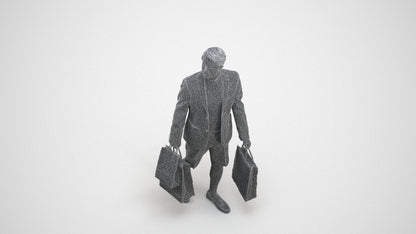 photogrammetry 3D man casual formal, realistic human model archviz FBX, wireframe three-quarter view