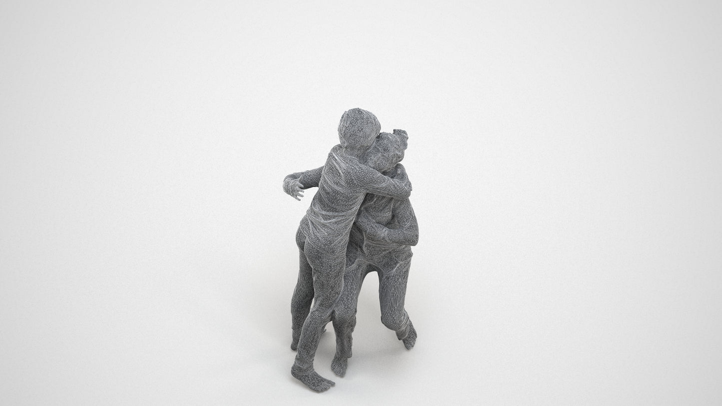 realistic 3D human girl kids, archviz people FBX OBJ for Blender, wireframe three-quarter view