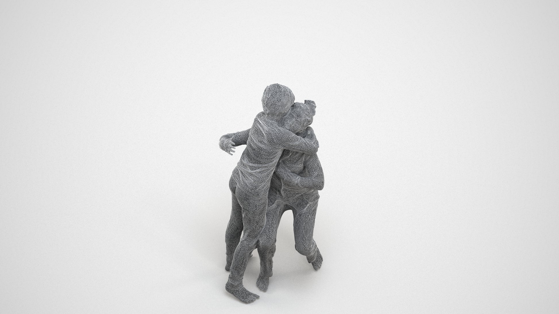 realistic 3D human girl kids, archviz people FBX OBJ for Blender, wireframe three-quarter view