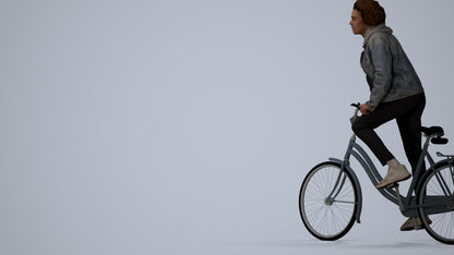 realistic 3D human man casual cycling, archviz people FBX OBJ for Blender, three-quarter view render