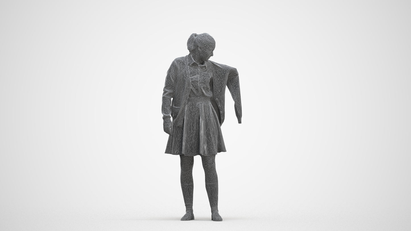 scanned 3D girl kids, photogrammetry people for Enscape and V-Ray, three-quarter front view render